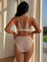 Conjunto de bralette de algodón fino con escote en V profundo y encaje sin aros de acero